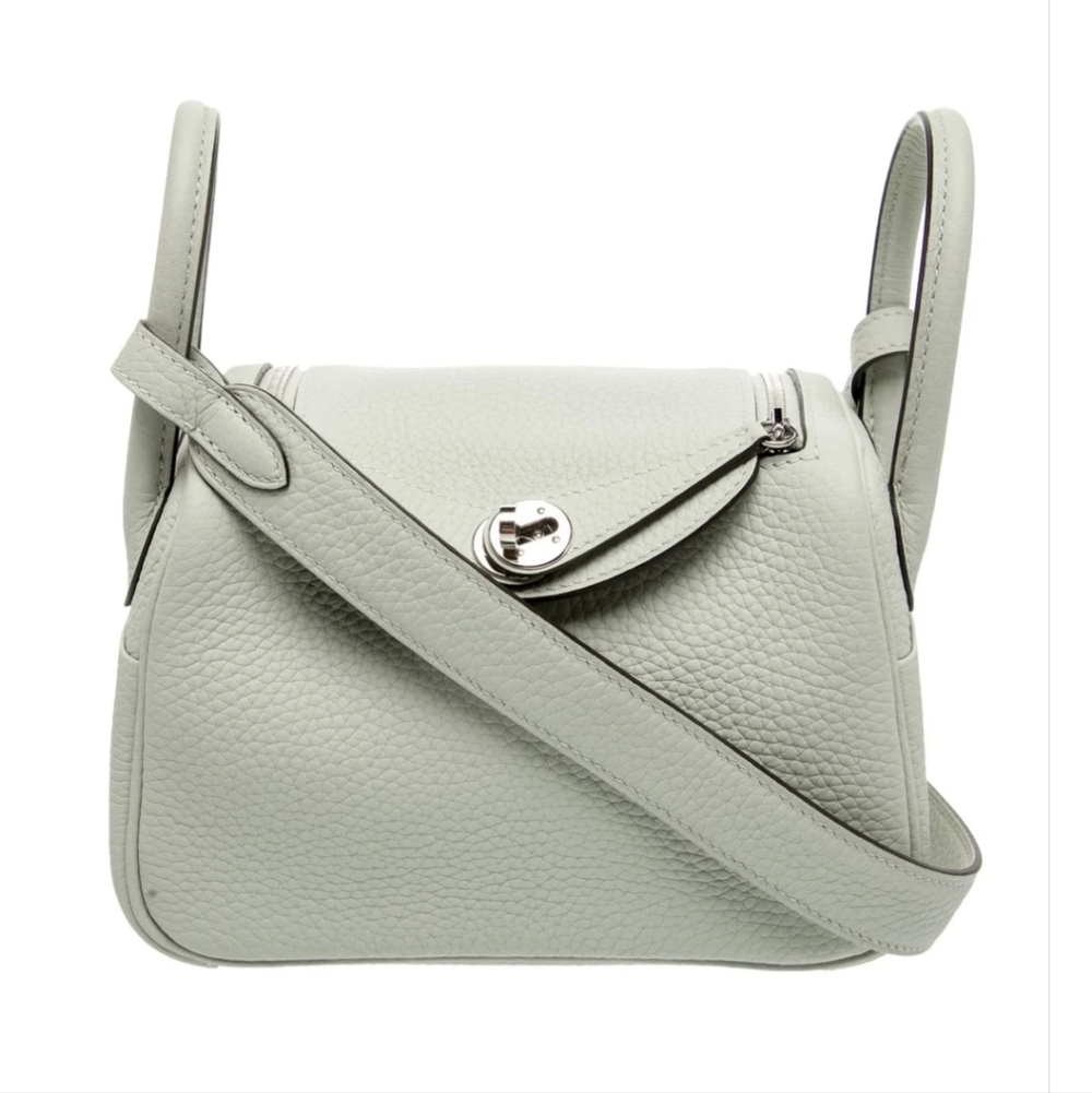 Hermes Mini Lindy 20 Clemence Gris Neve Palladium Hardware 2023 Crossbody Bag